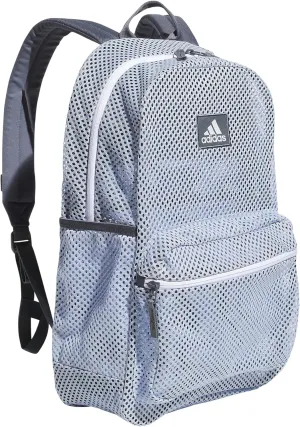 adidas Hermosa Mesh Backpack, See-Through Transparent Clear Festival Bag, Blue Dawn/Onix Grey/2.0, One Size