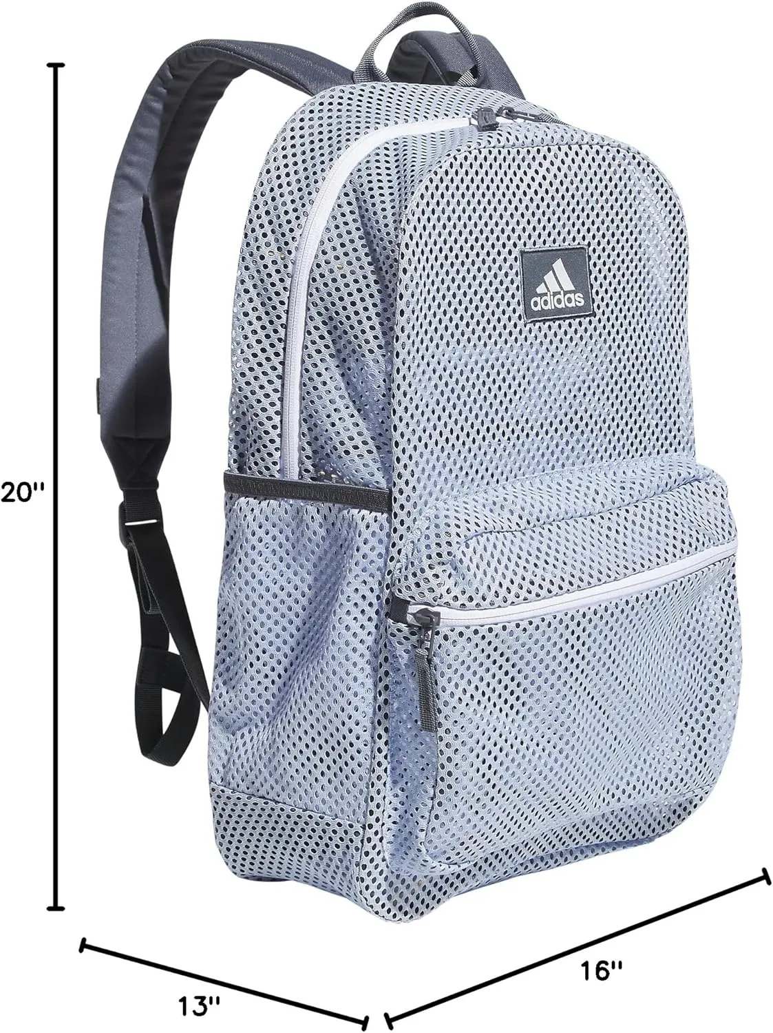 adidas Hermosa Mesh Backpack, See-Through Transparent Clear Festival Bag, Blue Dawn/Onix Grey/2.0, One Size
