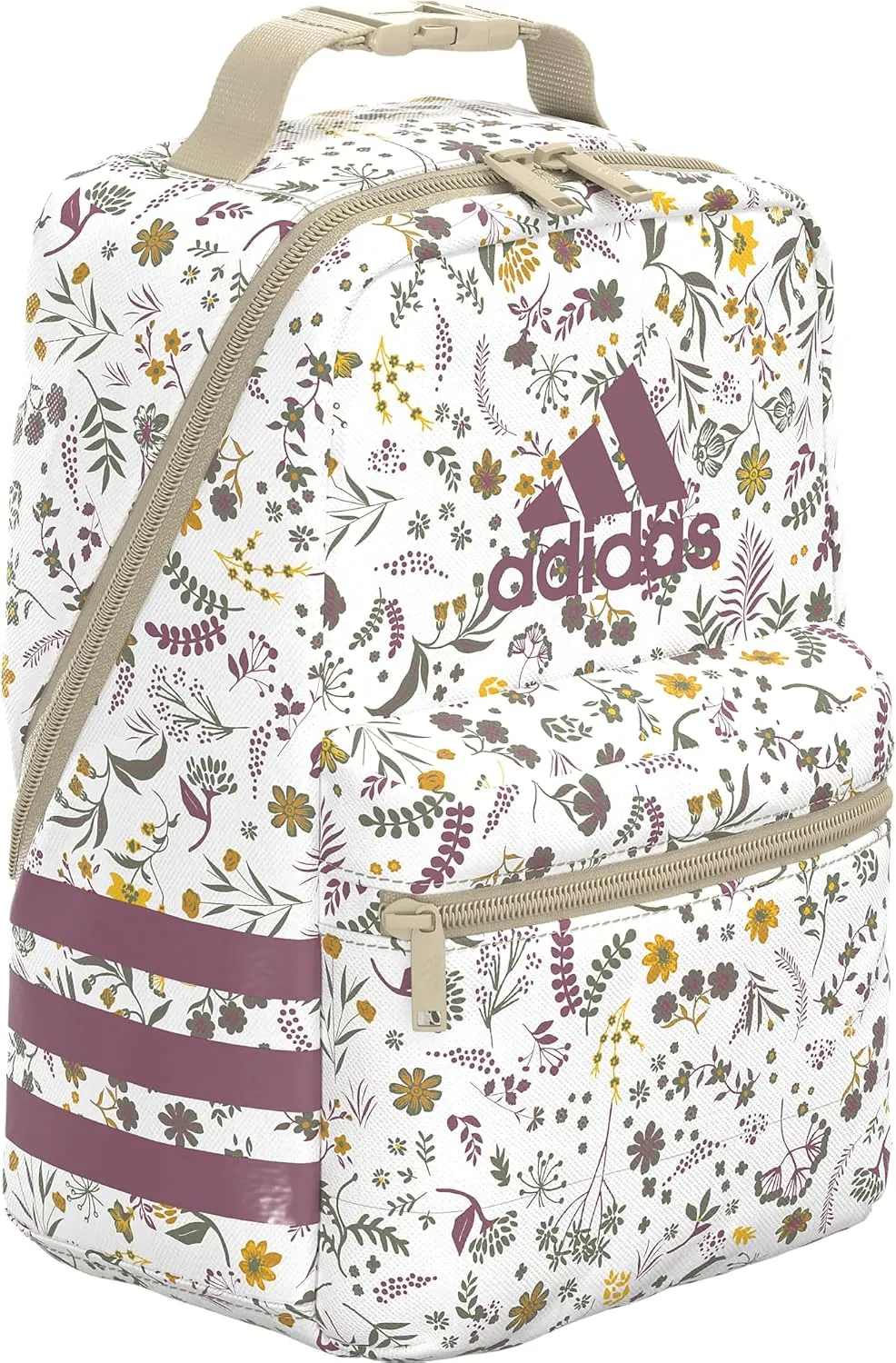 adidas Unisex Santiago Lunch Bag, Insulated Food Container Box Discontinued, Woodland Floral Chalk White/Wonder Orchid Purple/3.0, One Size
