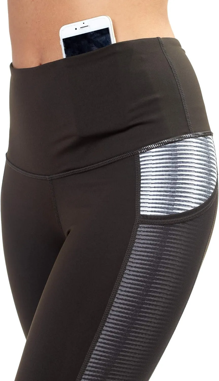 AEKO Yoga Power Flex Fit Running Pants Workout Leggings 4 Way Stretch for Women