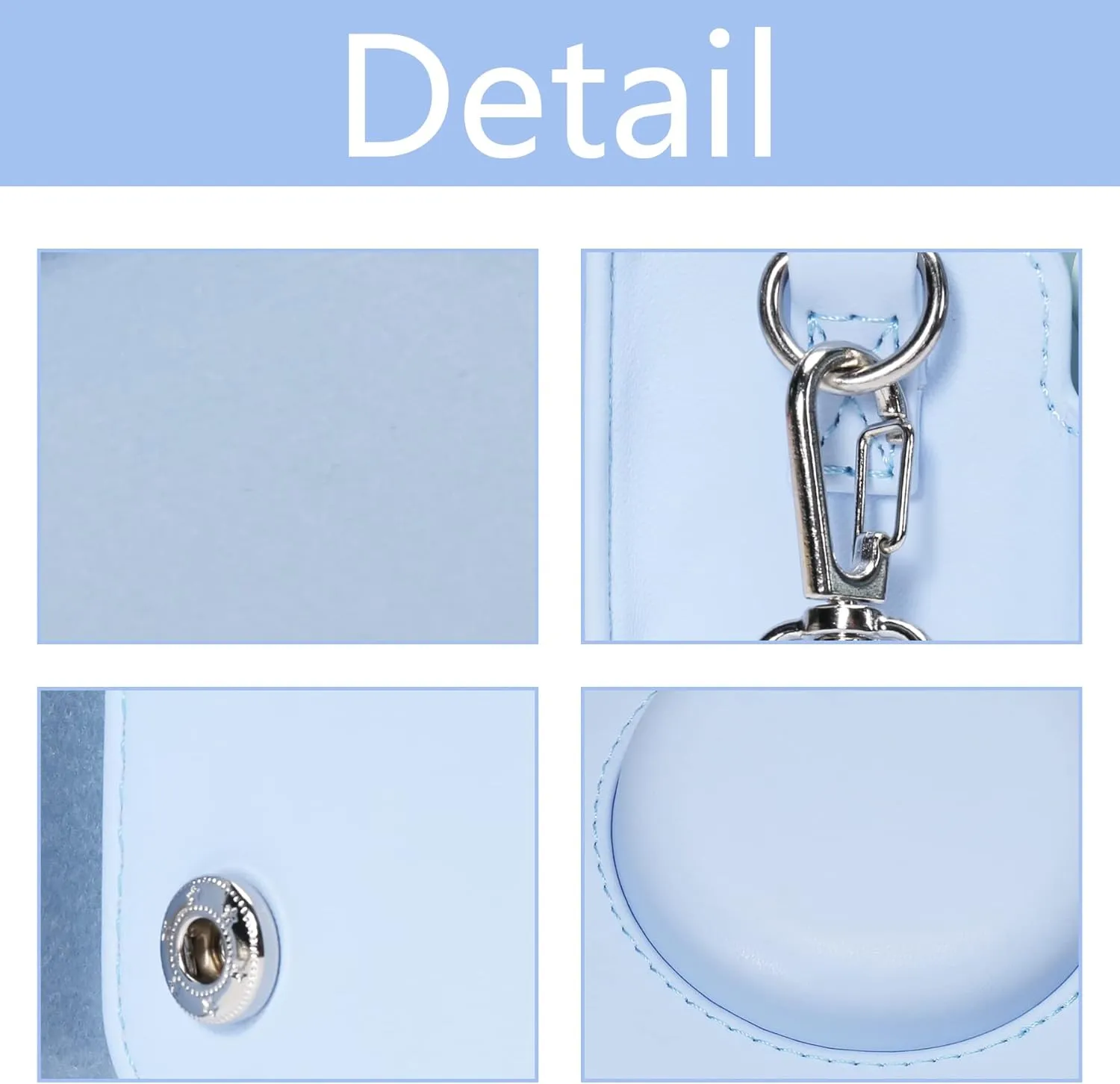 Aenllosi PU Leather Protective Case for Fujifilm Instax Mini 12/11 Instant Film Camera Travel Case,with Pocket and Adjustable Shoulder Strap(Pastel Blue,Case Only)