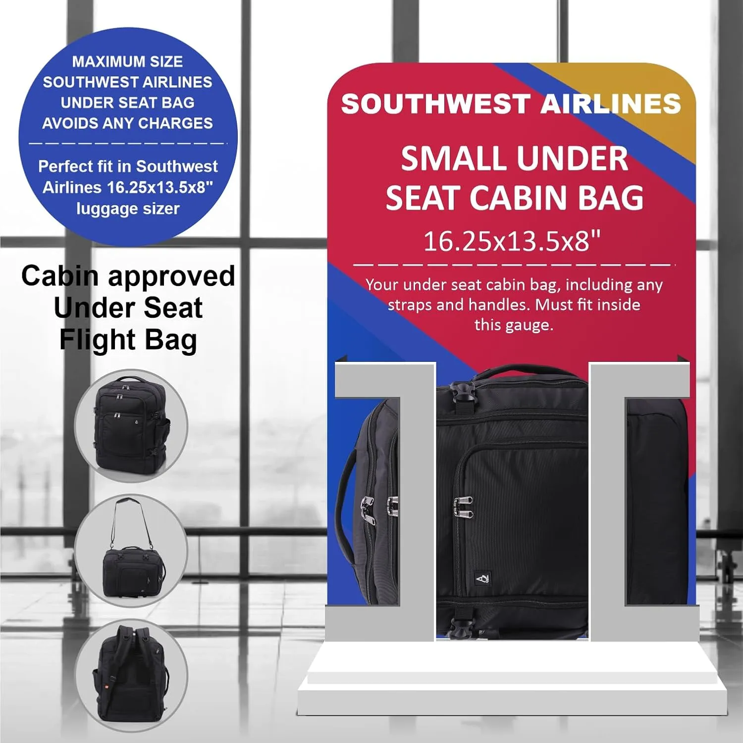Aerolite 16.25x13.5x8” Southwest Airlines Maximum Size Backpack Eco-Friendly Cabin Luggage Approved Travel Carry On Holdall Lightweight Shoulder Bag Flight Rucksack with YKK Zippers 5 Year Warranty