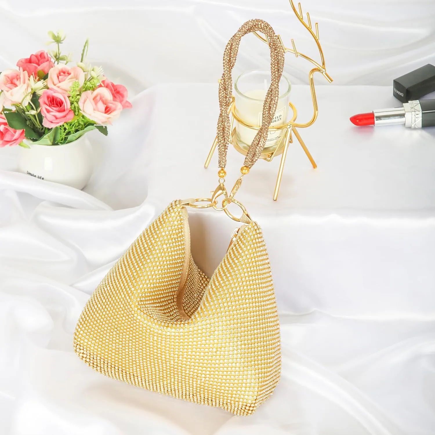 Afashor Fashion Womens Evening Bag Glitter Rhinestone Purse Shiny Clutch Handbag for Party Wedding