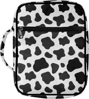 AFPANQZ Classic Cow Print Bible Bag Bible Cover with Front Zipper Pockets Bible Book Case Covers Portable Carrying Organizers Bible Bag Tote Bag for Standard Size Bible