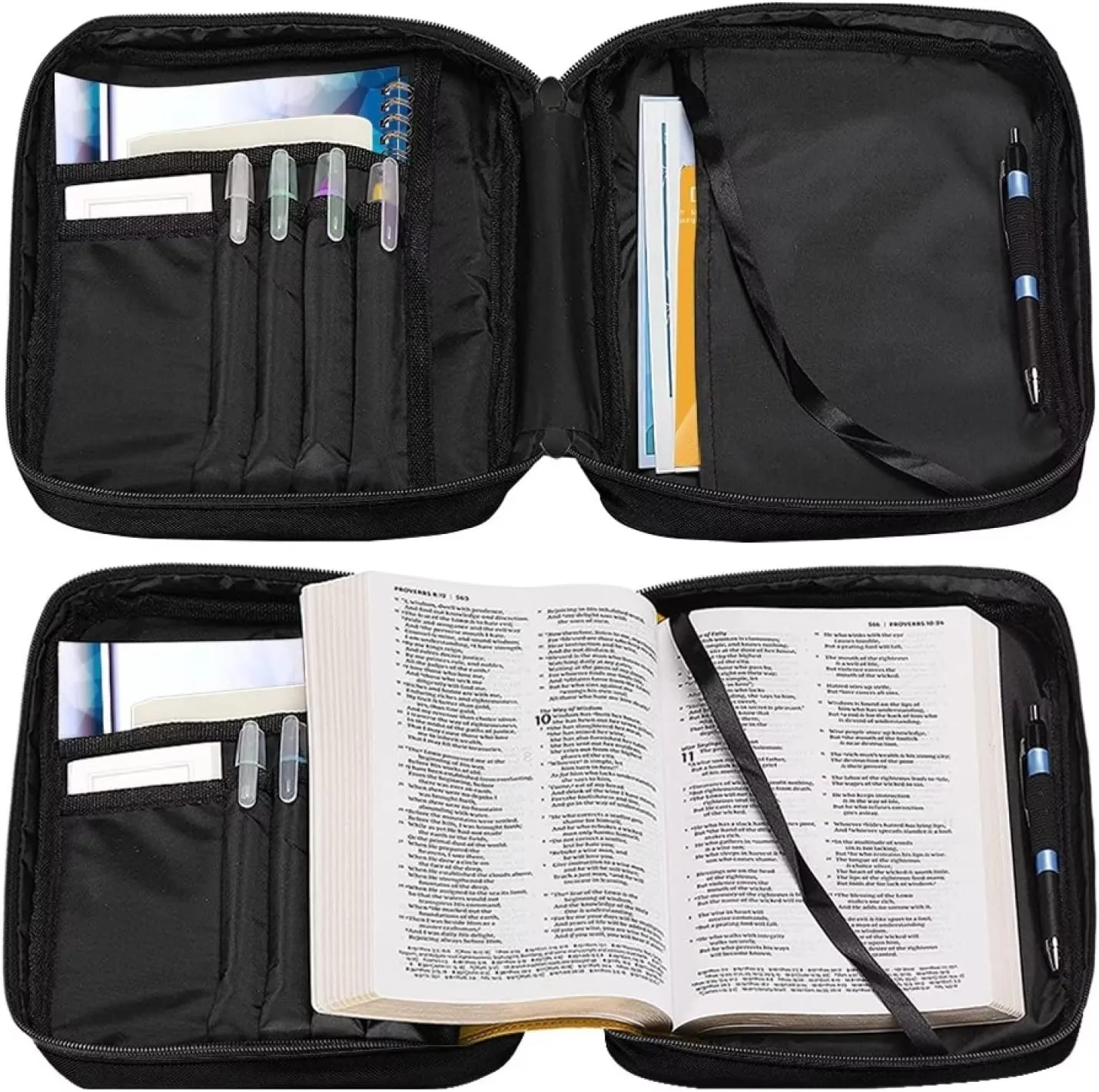 AFPANQZ Classic Cow Print Bible Bag Bible Cover with Front Zipper Pockets Bible Book Case Covers Portable Carrying Organizers Bible Bag Tote Bag for Standard Size Bible
