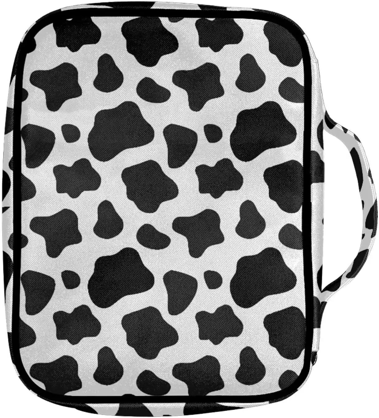 AFPANQZ Classic Cow Print Bible Bag Bible Cover with Front Zipper Pockets Bible Book Case Covers Portable Carrying Organizers Bible Bag Tote Bag for Standard Size Bible