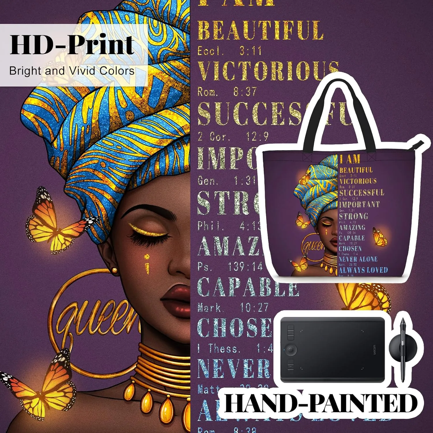 African American Black Women Tote Bag Black Girl Magic Shoulder Handbag For Work Travel Beach Shopping