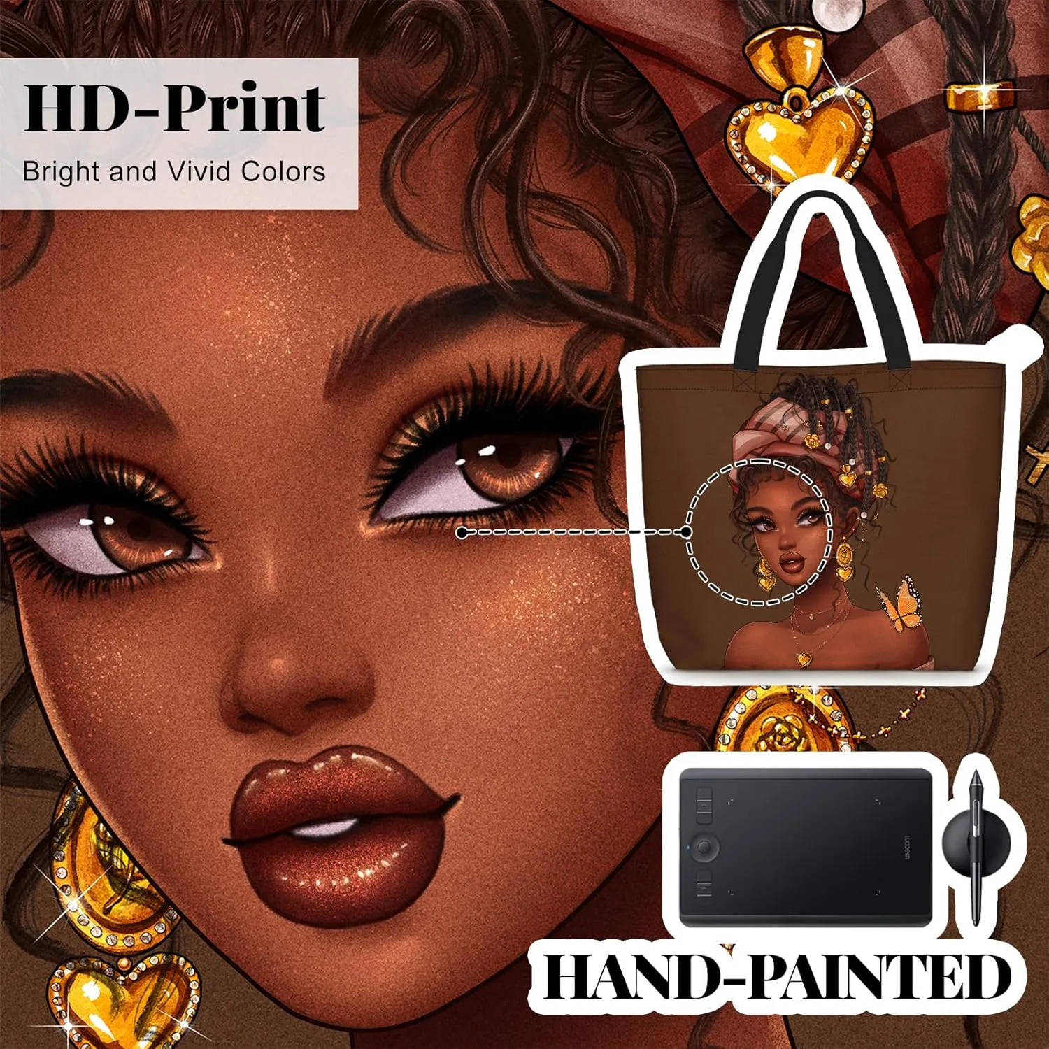 African American Black Women Tote Bag Black Girl Magic Shoulder Handbag For Work Travel Beach Shopping