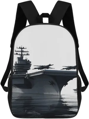 Aircraft Carrier Business Laptop Backpack for Women Men 17 Inch Carry on Backpack Waterproof Black Bookbag Fashion Lightweight Backpacks for Travel Hiking Camping Casual Daypack Backpacks