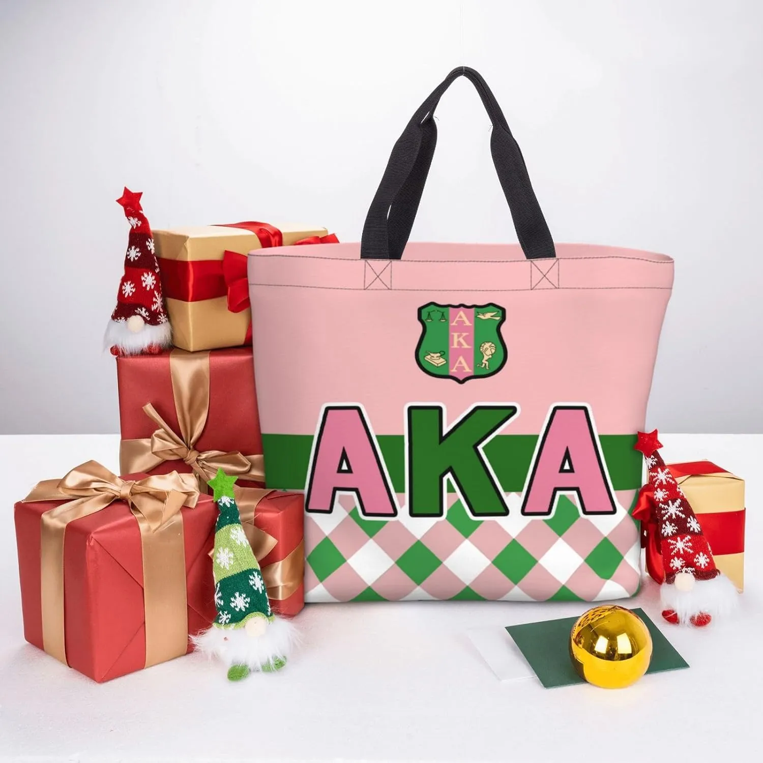 AkA Sorority Gifts Tote Bag Reusable Canvas Shoulder Bag Shopping Tote Bag for Women Travel Work Beach Bag