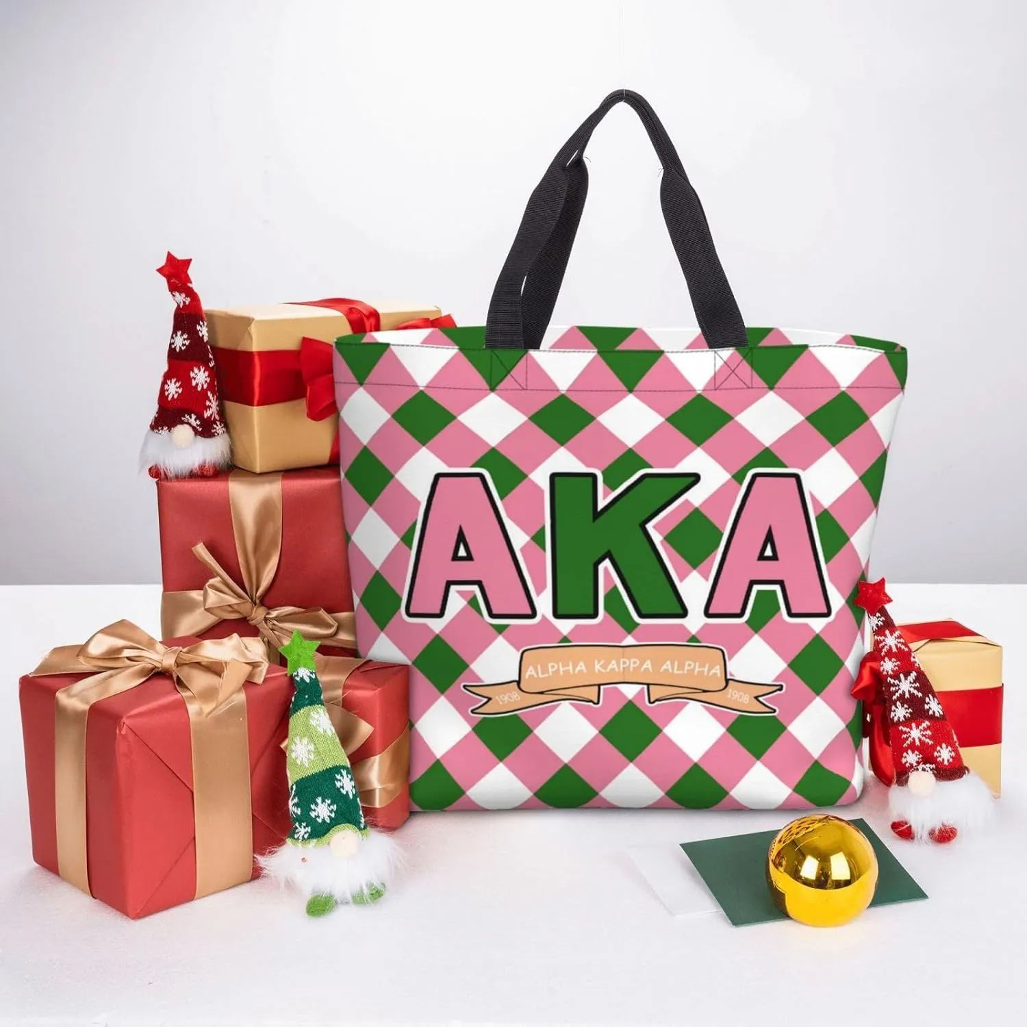 AkA Sorority Gifts Tote Bag Reusable Canvas Shoulder Bag Shopping Tote Bag for Women Travel Work Beach Bag