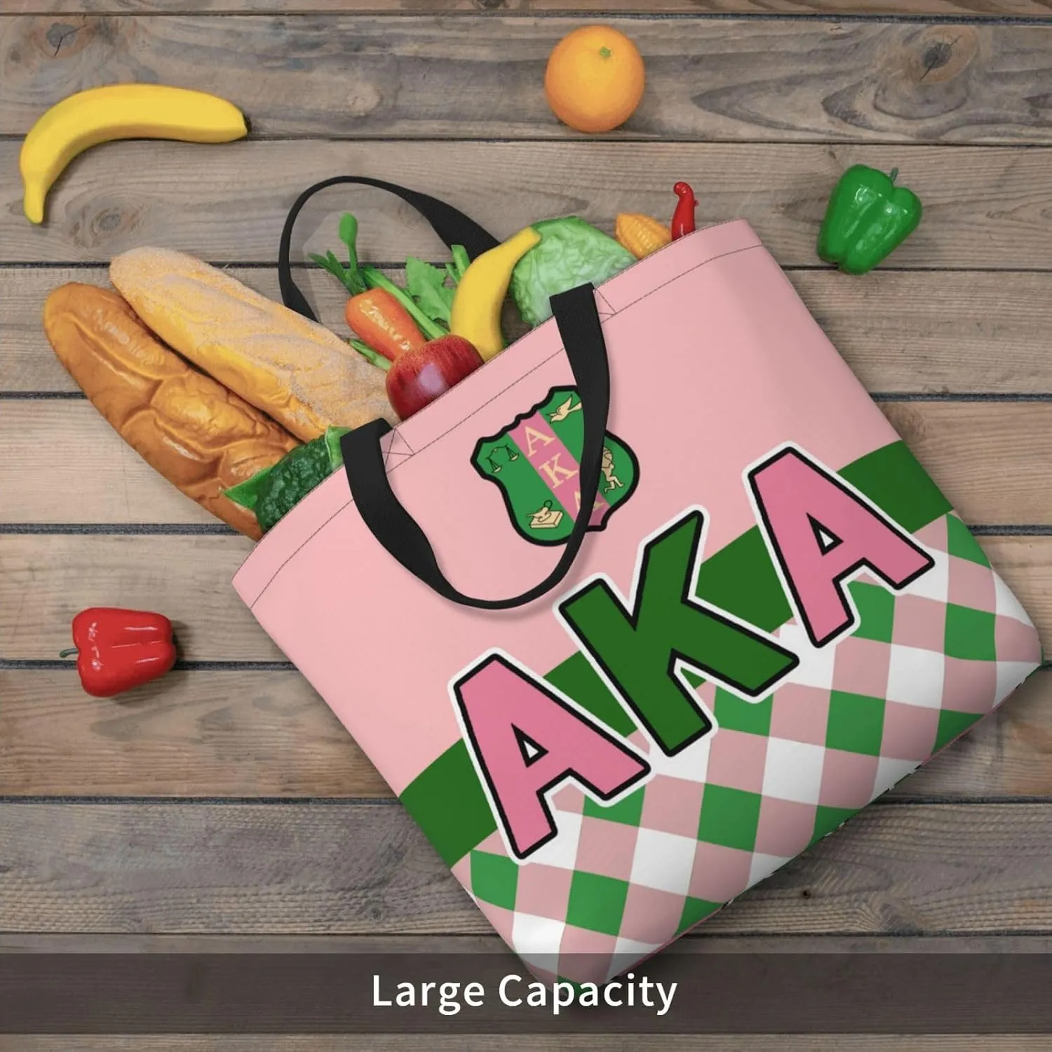 AkA Sorority Gifts Tote Bag Reusable Canvas Shoulder Bag Shopping Tote Bag for Women Travel Work Beach Bag