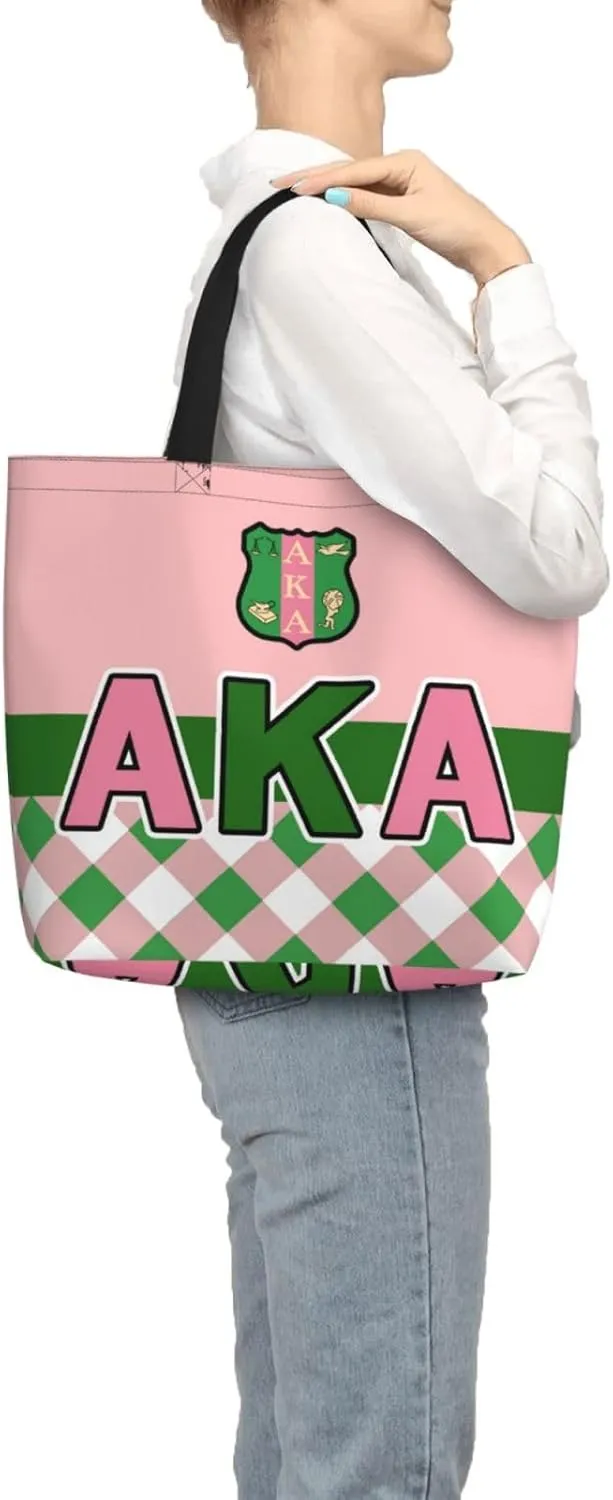 AkA Sorority Gifts Tote Bag Reusable Canvas Shoulder Bag Shopping Tote Bag for Women Travel Work Beach Bag