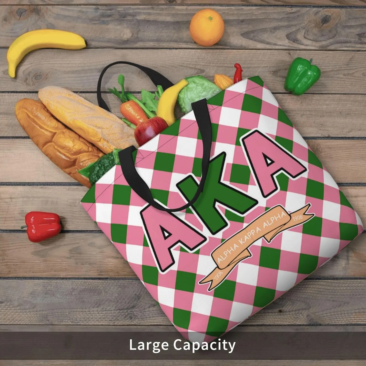 AkA Sorority Gifts Tote Bag Reusable Canvas Shoulder Bag Shopping Tote Bag for Women Travel Work Beach Bag