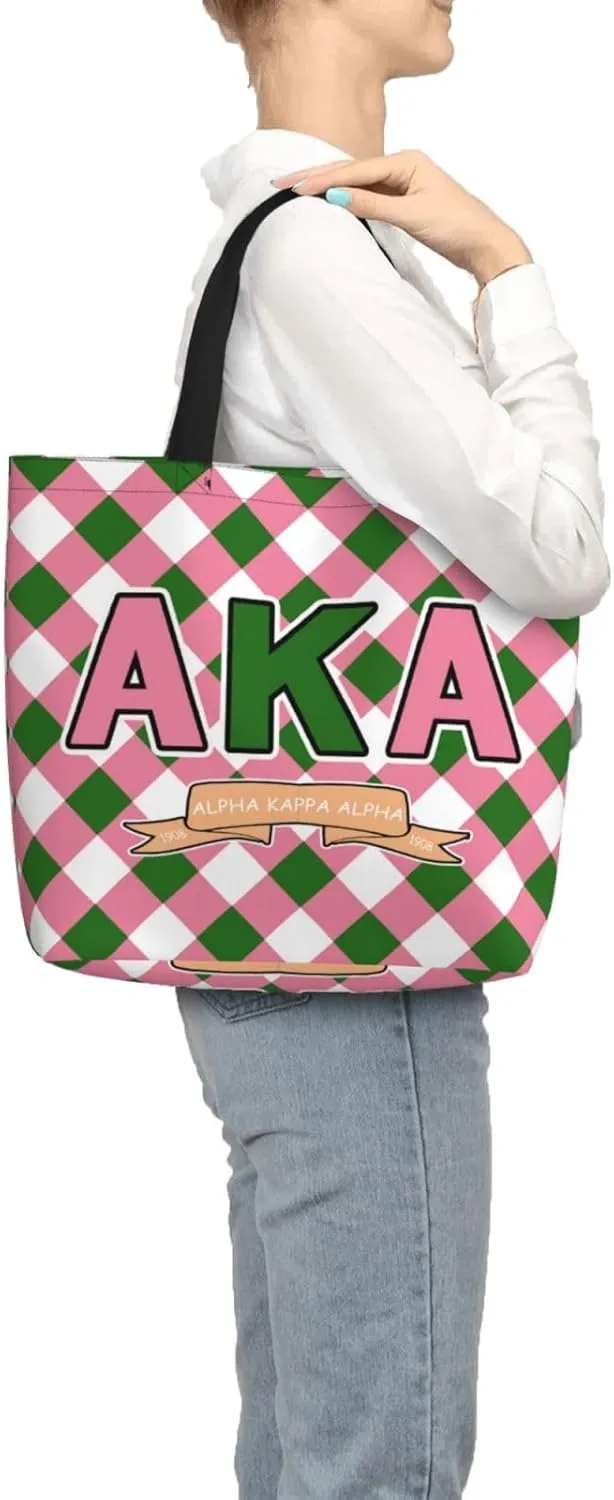 AkA Sorority Gifts Tote Bag Reusable Canvas Shoulder Bag Shopping Tote Bag for Women Travel Work Beach Bag
