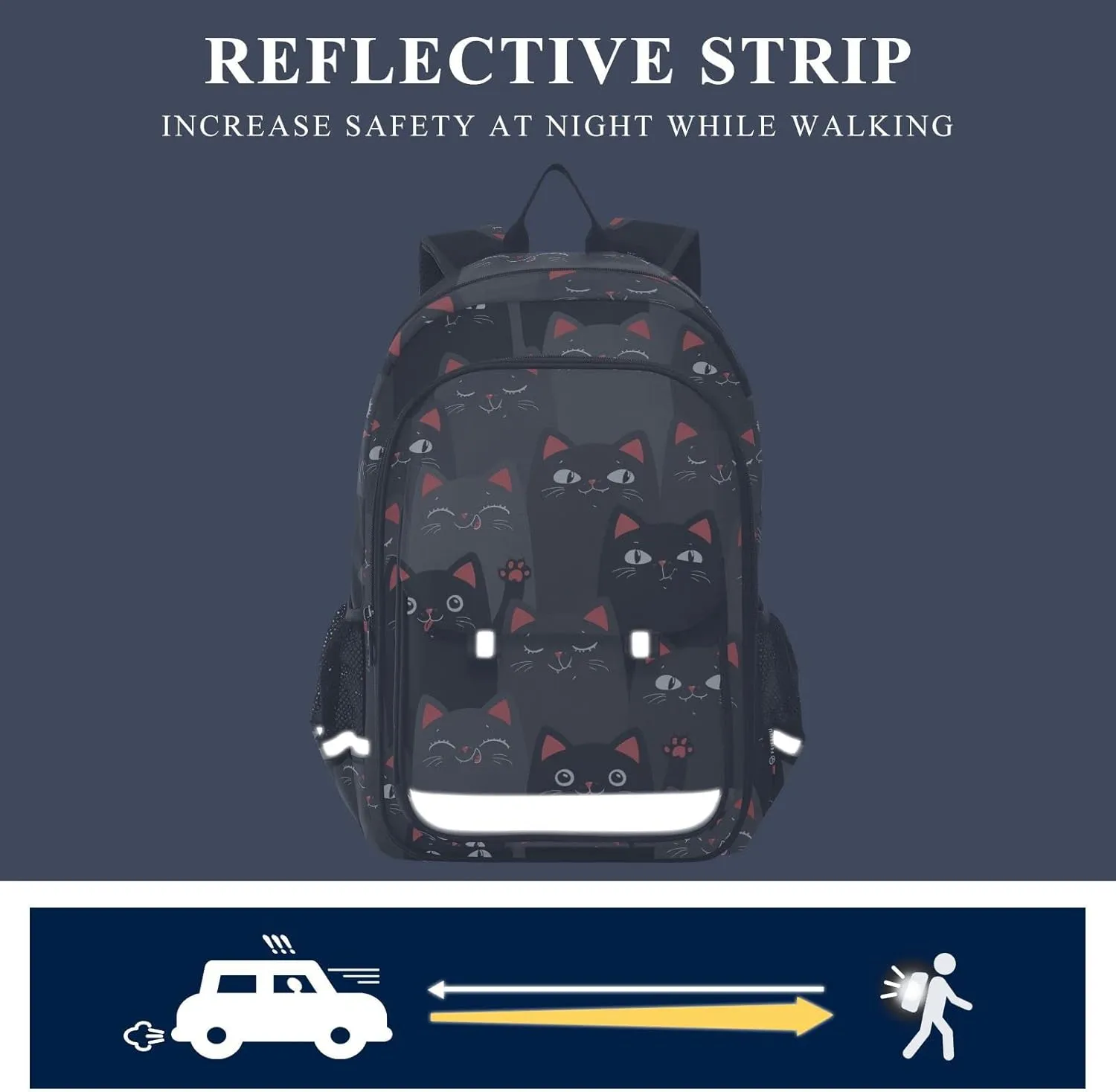 ALAZA Cartoon Black and Grey Cats Laptop Backpack Purse for Women Men Travel Bag Casual Daypack with Compartment & Multiple Pockets