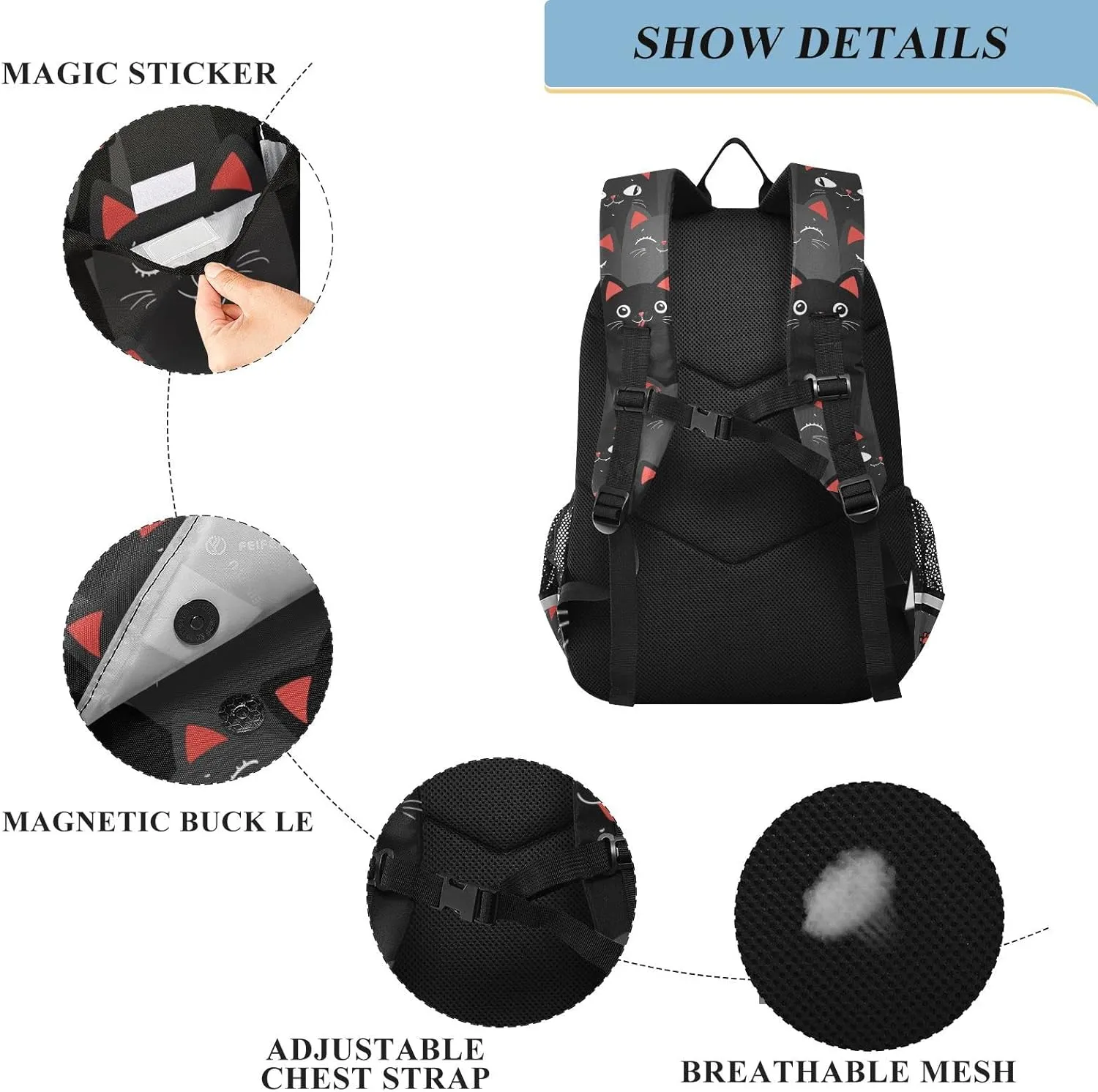 ALAZA Cartoon Black and Grey Cats Laptop Backpack Purse for Women Men Travel Bag Casual Daypack with Compartment & Multiple Pockets