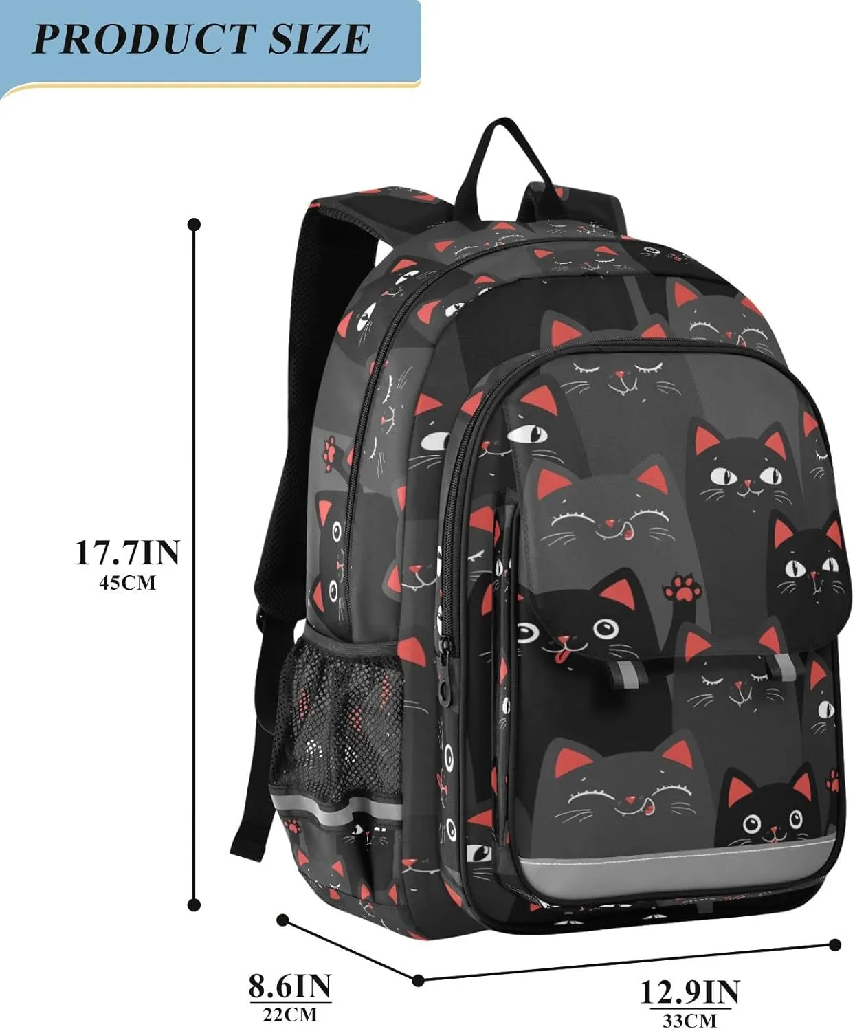 ALAZA Cartoon Black and Grey Cats Laptop Backpack Purse for Women Men Travel Bag Casual Daypack with Compartment & Multiple Pockets