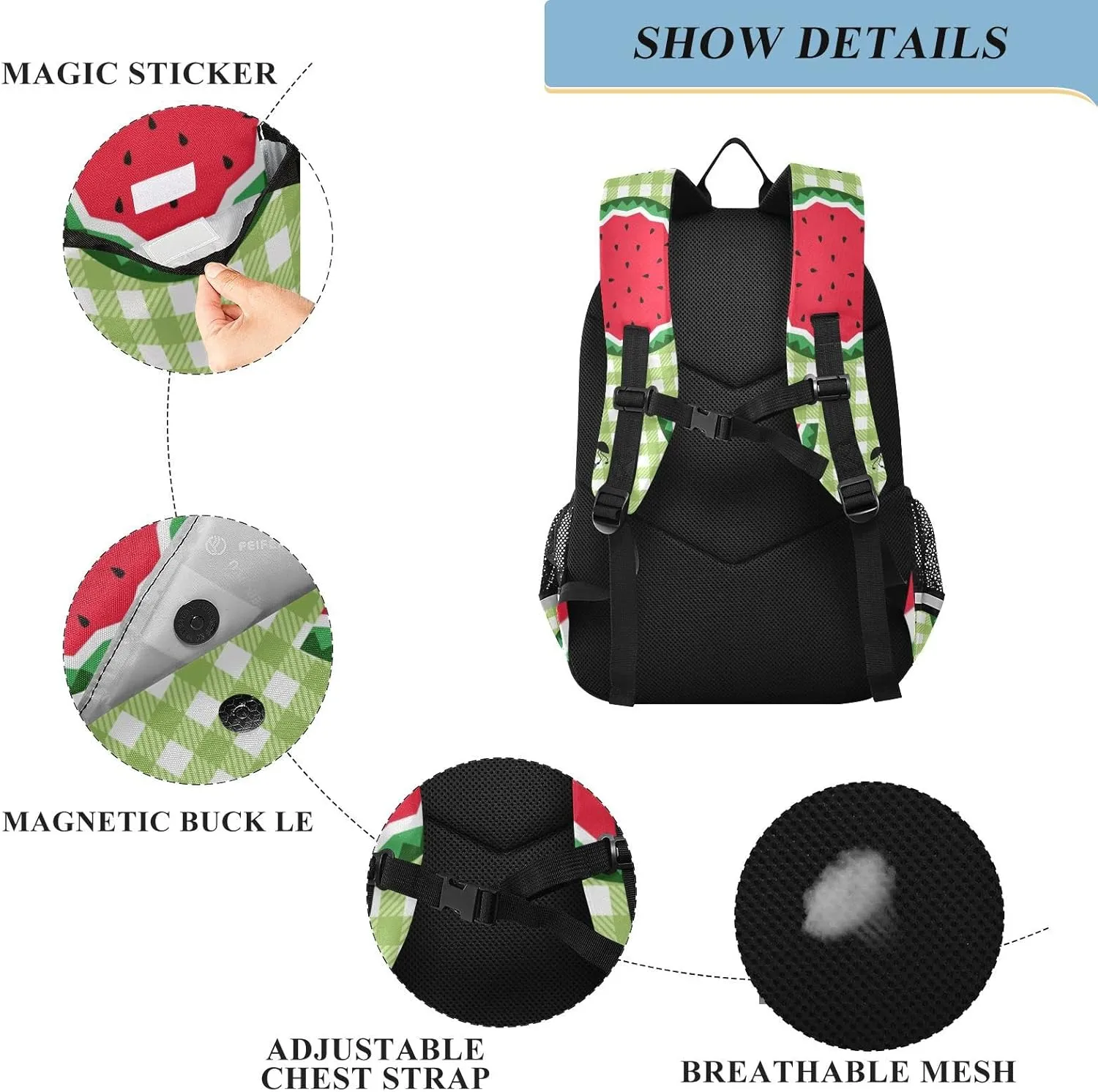 ALAZA Cute Ants and Slices Of Juicy Watermelon Business Travel Hiking Camping Rucksack Pack