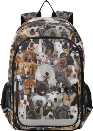 ALAZA Different Dog Breeds Animal Laptop Backpack Purse for Women Men Travel Bag Casual Daypack with Compartment & Multiple Pockets
