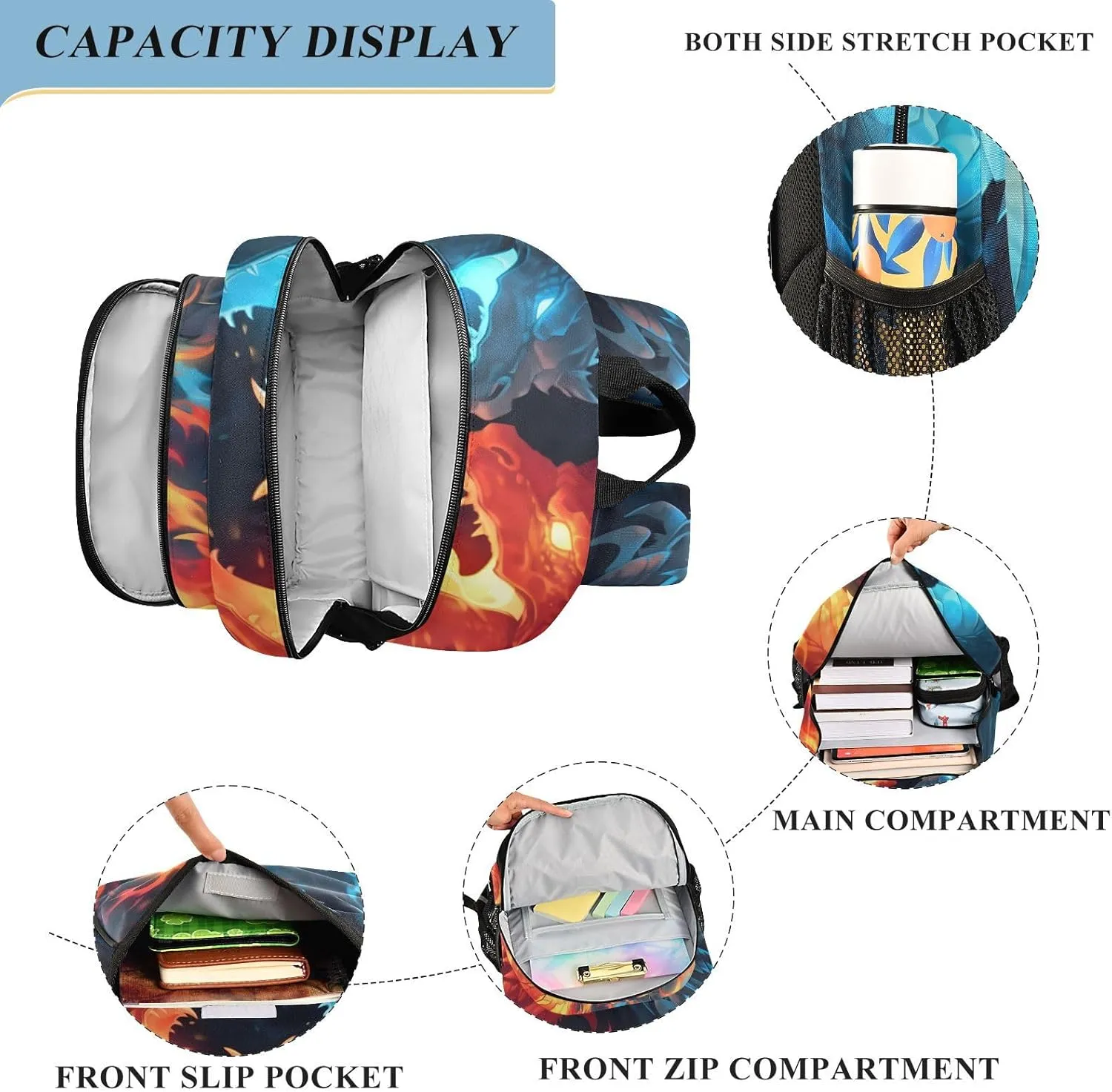 ALAZA Ice & Fire Dragons Laptop Backpack Purse for Women Men Travel Bag Casual Daypack with Compartment & Multiple Pockets