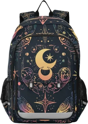 ALAZA Moon Stars Alchemy Witch Laptop Backpack Purse for Women Men Travel Bag Casual Daypack with Compartment & Multiple Pockets