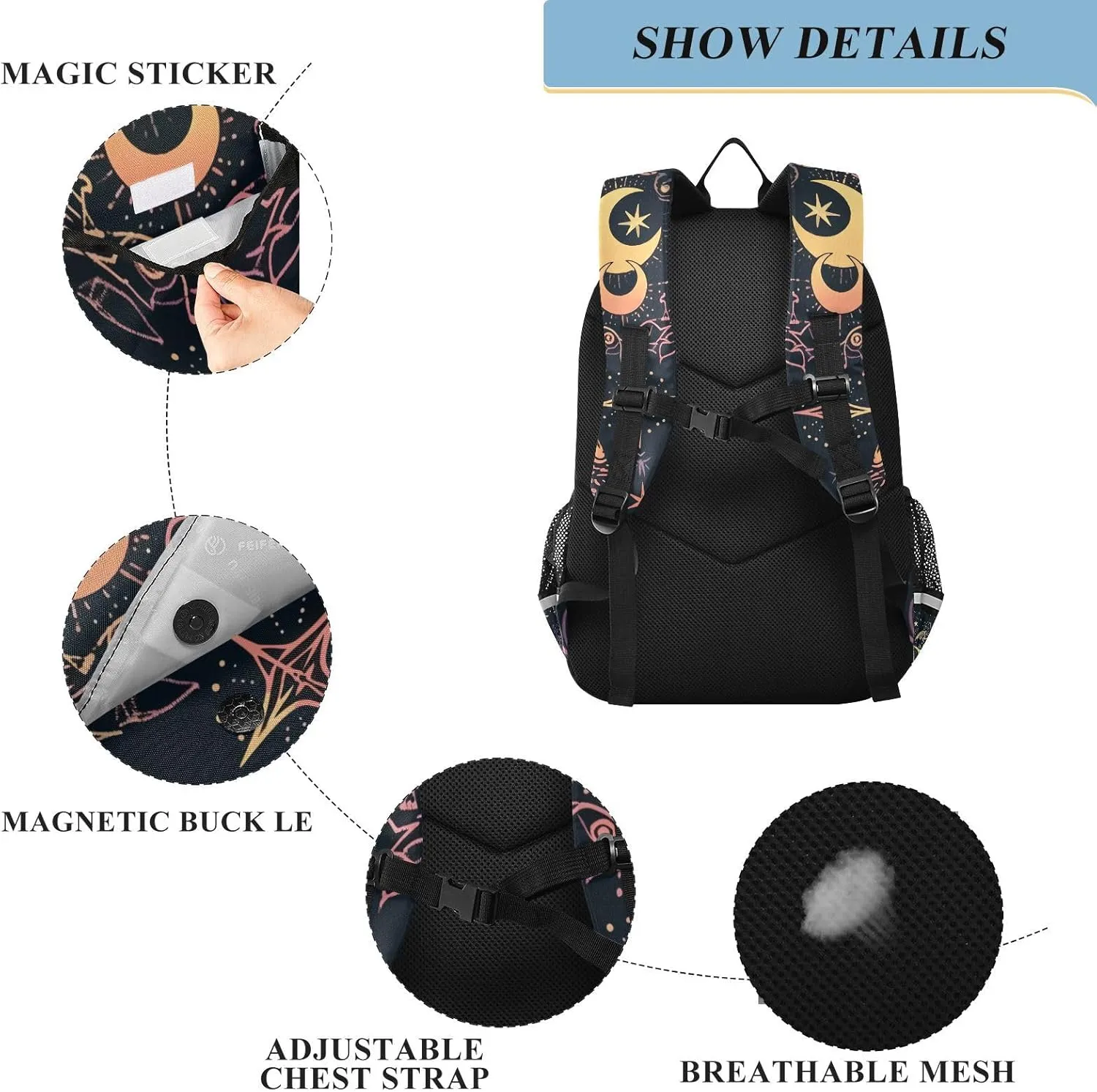 ALAZA Moon Stars Alchemy Witch Laptop Backpack Purse for Women Men Travel Bag Casual Daypack with Compartment & Multiple Pockets