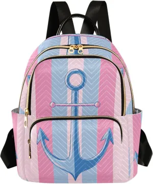 ALAZA Small Backpack Purse Spear Blue Stripes Quilted Backpack for Women Teen Girls Fashion Daypack Ladies Bookbag Travel Work Daily Rucksack