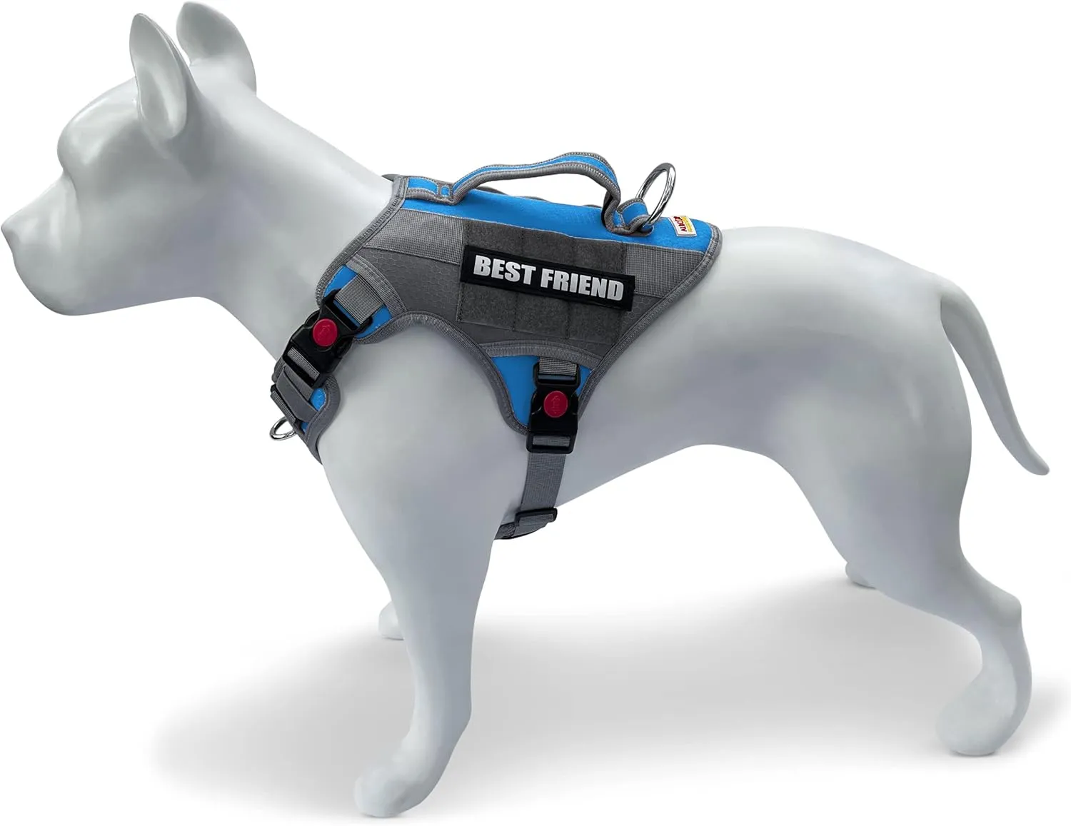 Albcorp Tactical Working Dog Vest Harness - No-Pull Service Dog Jacket with Reflective Hook & Loop Patches - Padded Handle, Front/Side Buckles with Quick Release Buttons, Adjustable Straps - Blue, XL