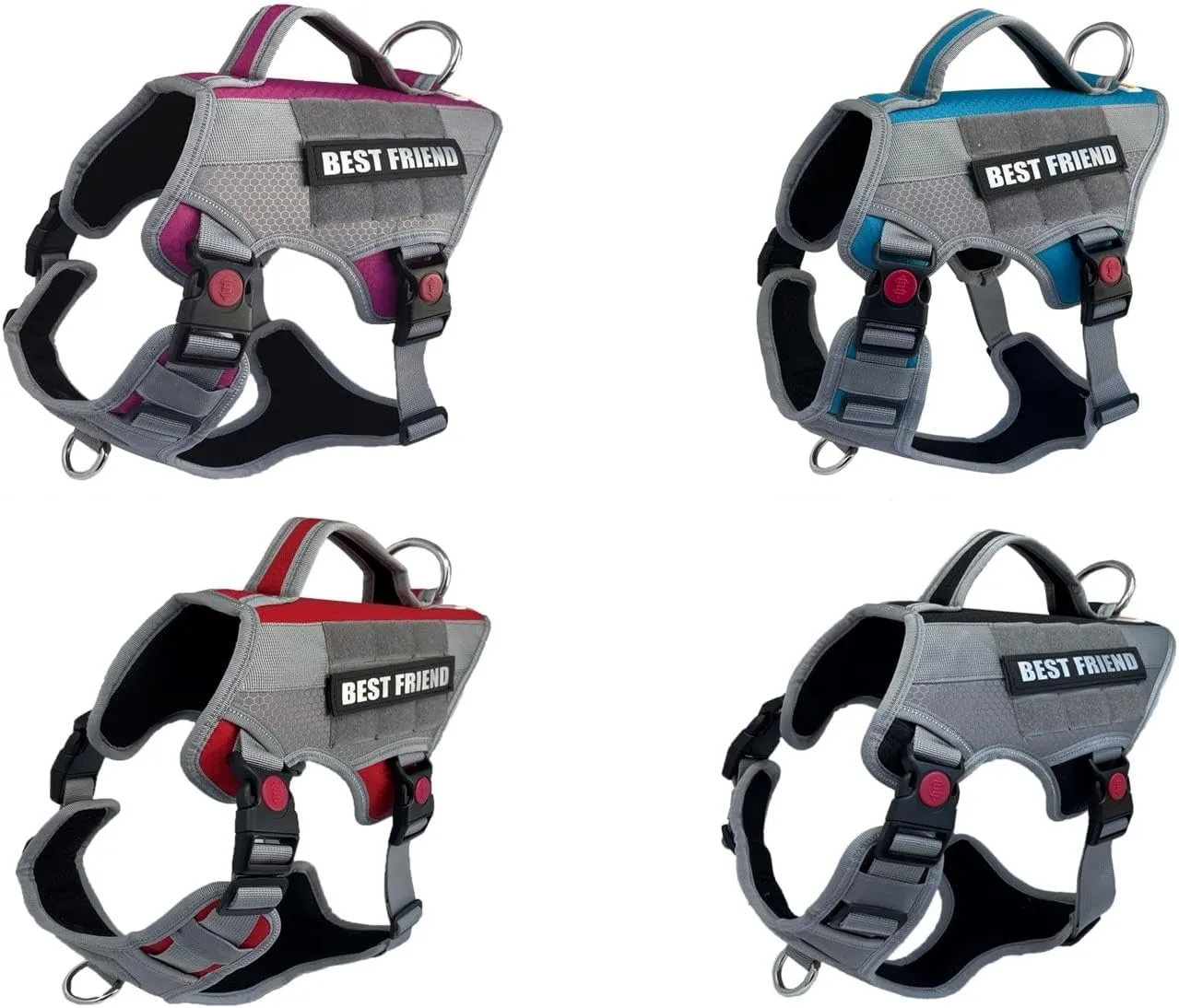 Albcorp Tactical Working Dog Vest Harness - No-Pull Service Dog Jacket with Reflective Hook & Loop Patches - Padded Handle, Front/Side Buckles with Quick Release Buttons, Adjustable Straps - Blue, XL