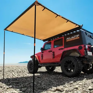 ALL-TOP Vehicle Awning 6.6'x8.2' Roof Rack Pull-Out Sun Shade UV50 , Weatherproof 4x4 Side Awning for Camping & Overland (Hardware Included)