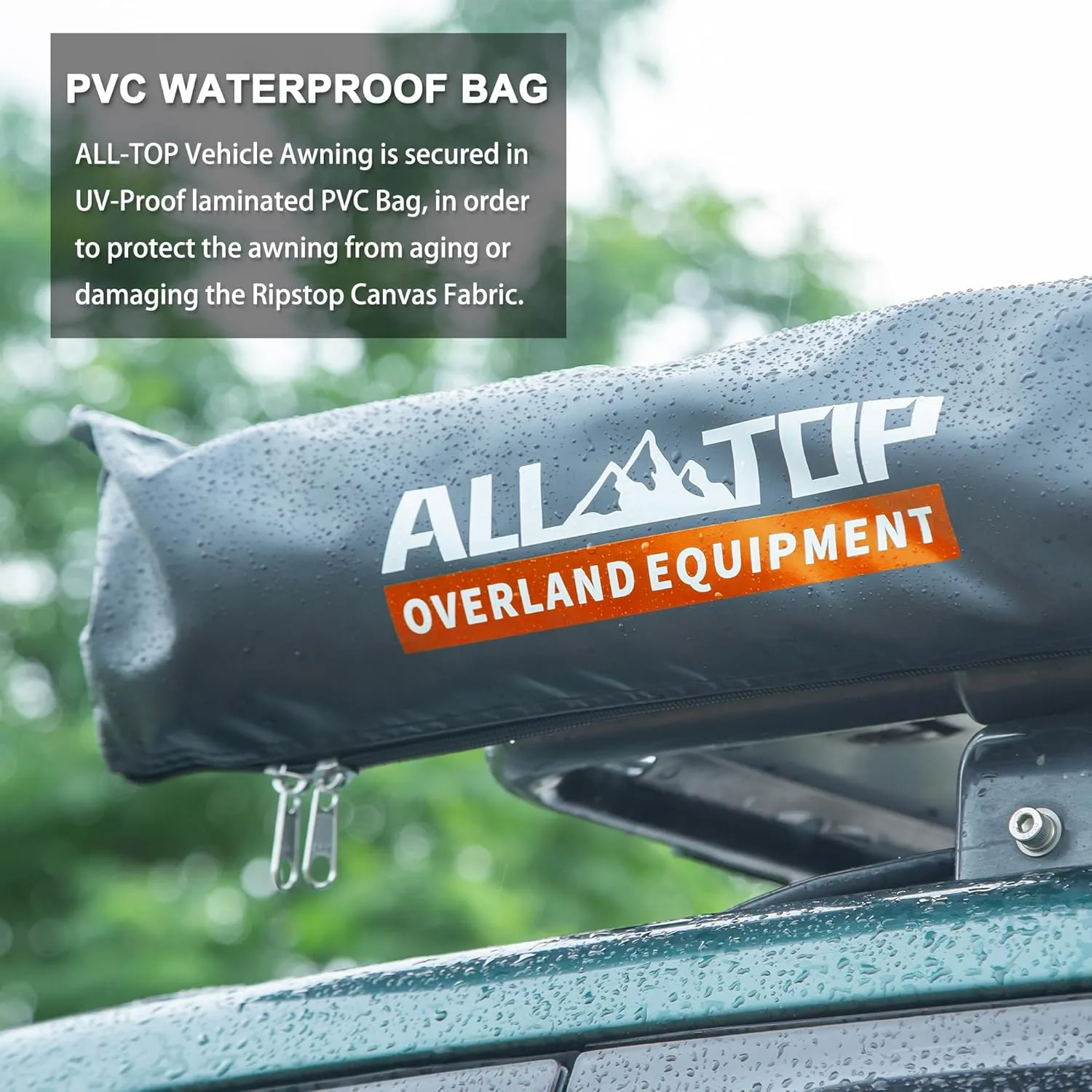 ALL-TOP Vehicle Awning 6.6'x8.2' Roof Rack Pull-Out Sun Shade UV50 , Weatherproof 4x4 Side Awning for Camping & Overland (Hardware Included)