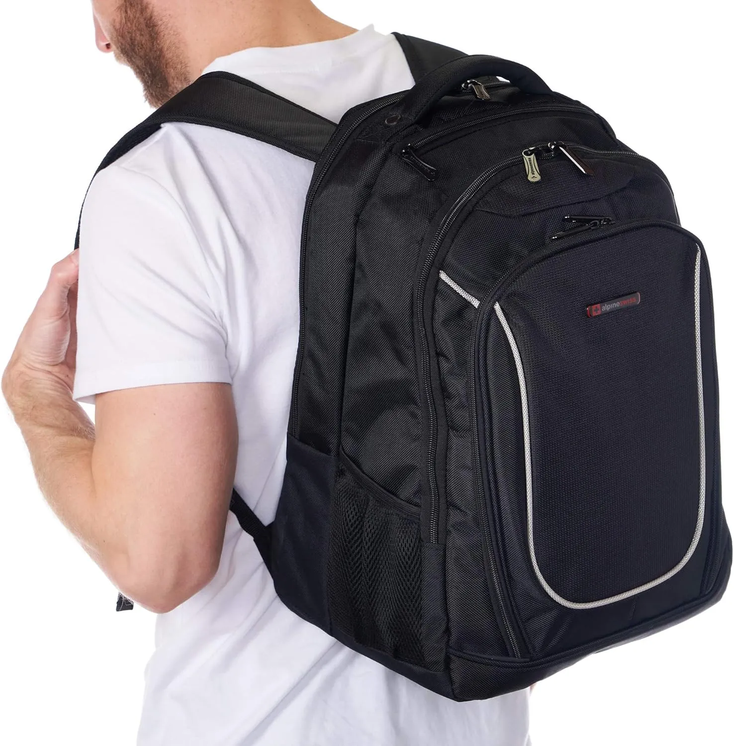 Alpine Swiss Oneida 15.6" Laptop Backpack With Tablet Sleeve & Mfg Warranty Black
