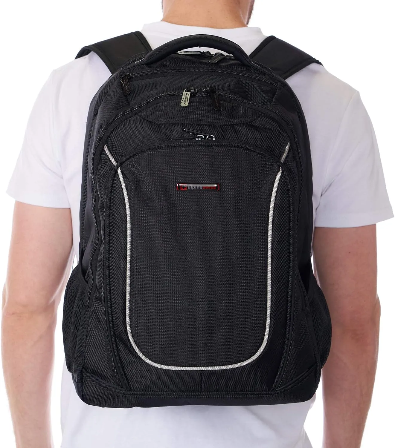 Alpine Swiss Oneida 15.6" Laptop Backpack With Tablet Sleeve & Mfg Warranty Black