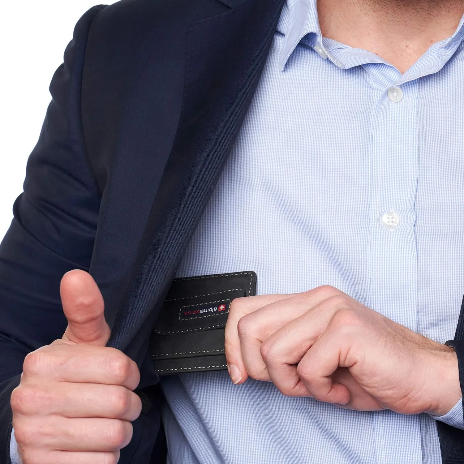 Alpine Swiss RFID Dermot Money Clip Front Pocket Wallet For Men Leather Comes in a Gift Box