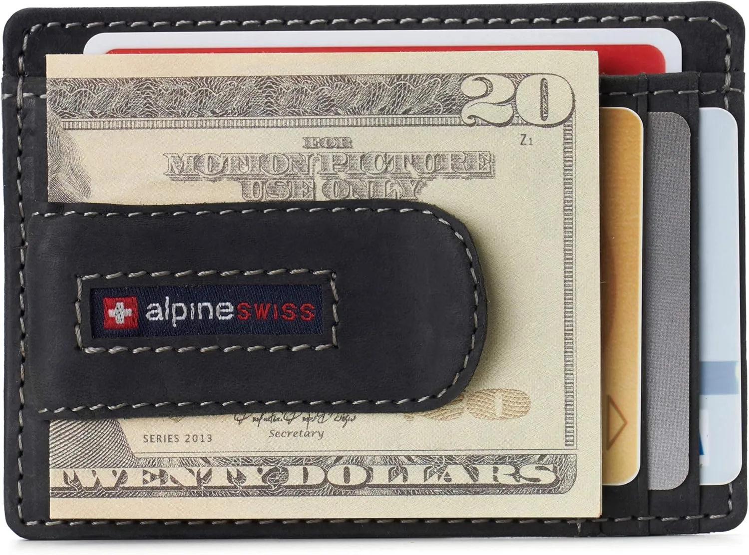 Alpine Swiss RFID Dermot Money Clip Front Pocket Wallet For Men Leather Comes in a Gift Box