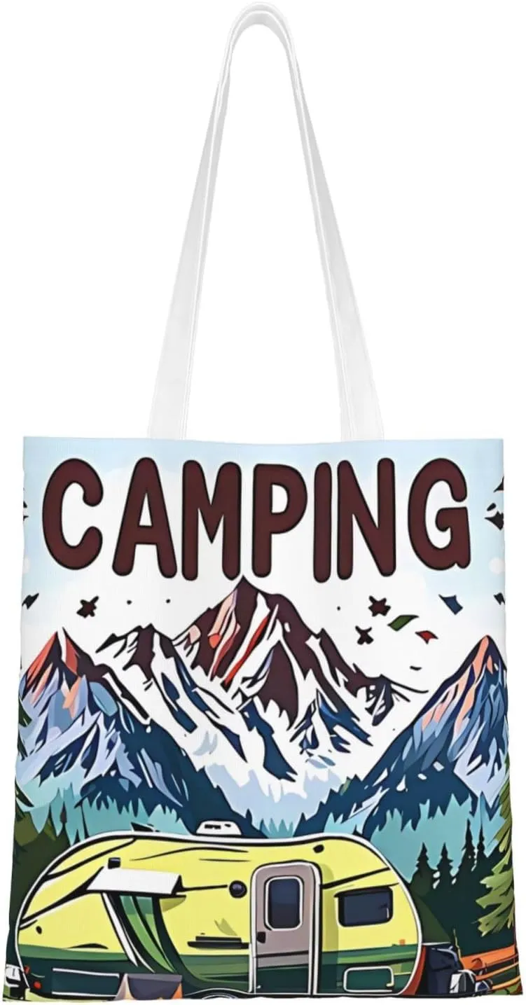 American Flag Canvas Tote Bag for Women Reusable Grocery Shoulder Bags Shopping Handbags