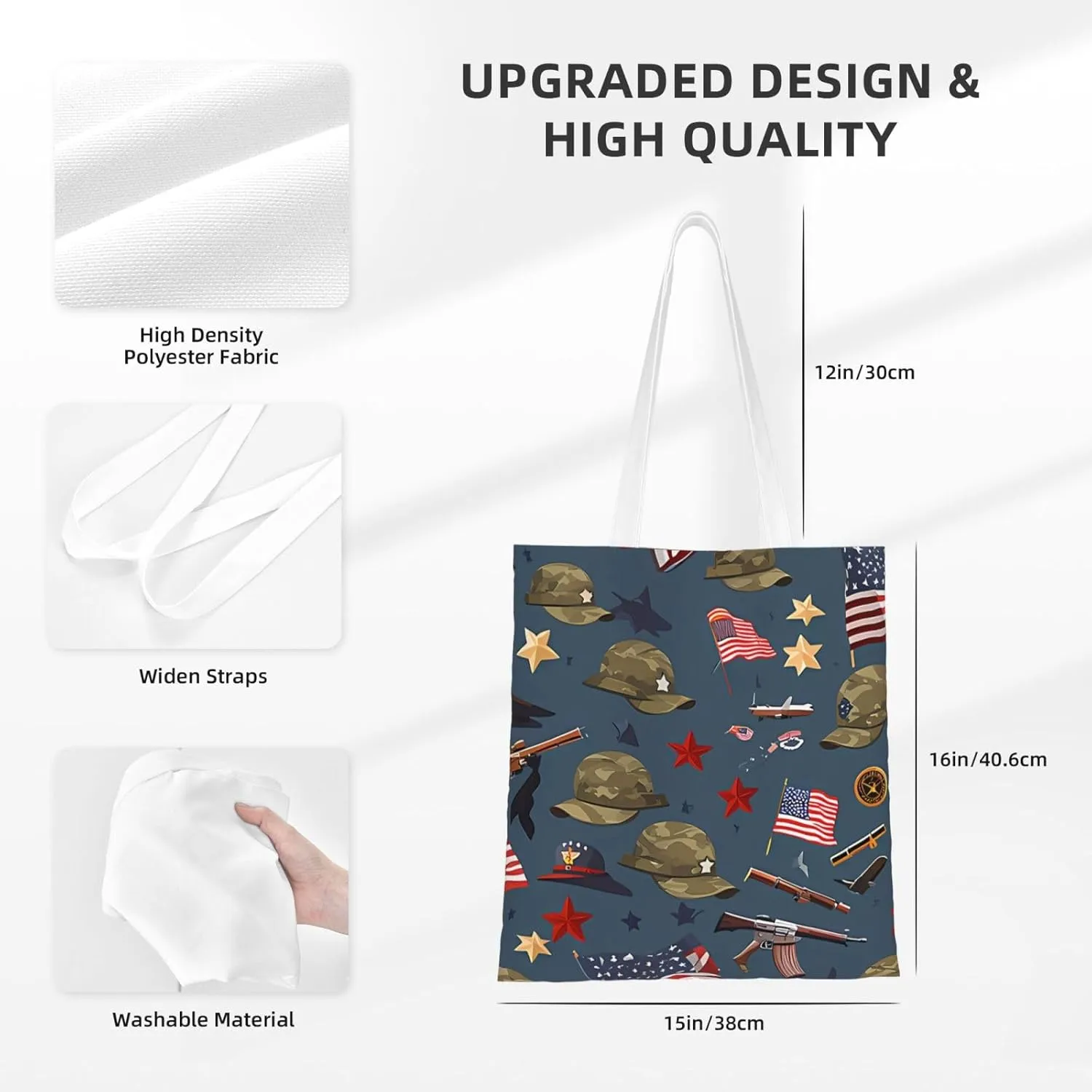 American Flag Canvas Tote Bag for Women Reusable Grocery Shoulder Bags Shopping Handbags