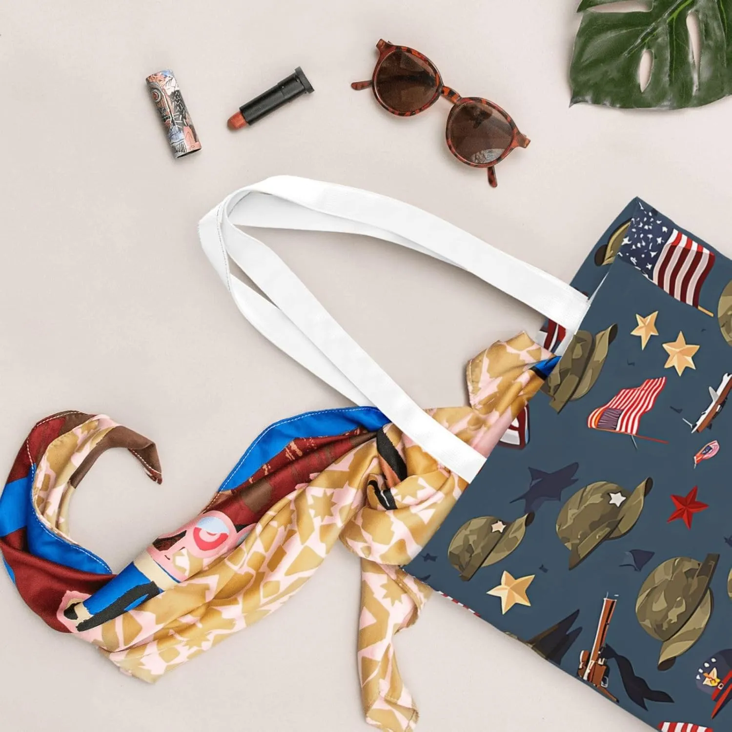 American Flag Canvas Tote Bag for Women Reusable Grocery Shoulder Bags Shopping Handbags