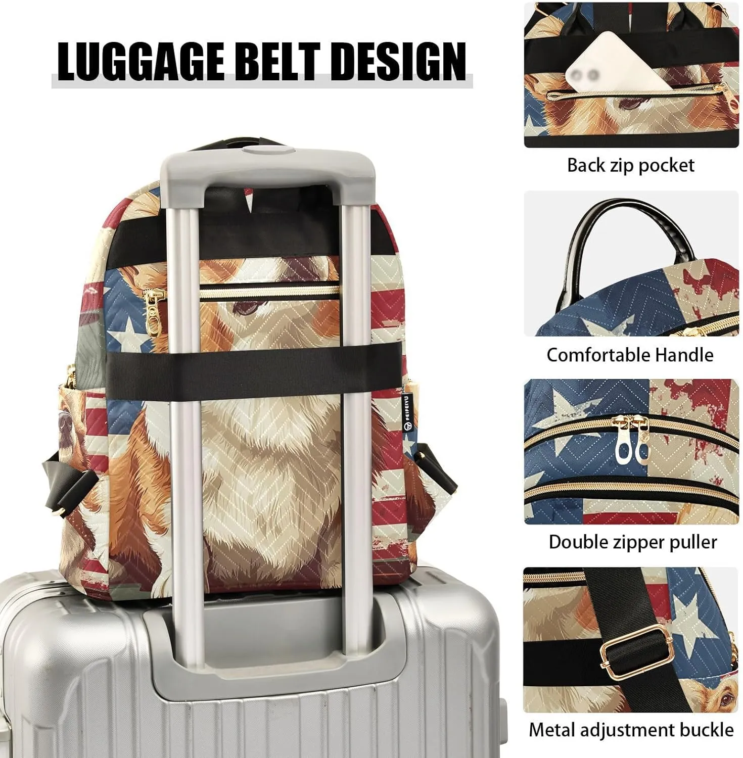 American Flag Corgi Dog Mini Backpack Purse for Women Shoulder Bag Fashion Daypack Ladies Handbag Lightweight Travel Bag Rucksack