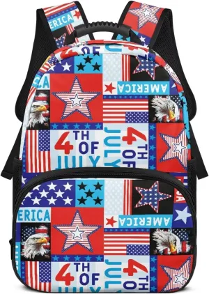 American Flag Hiking Travelbackpack for Men Eagle Lightweight Backpack with 2 Compartments Bulk Computer Bag Daypacks Commuting & Traveling