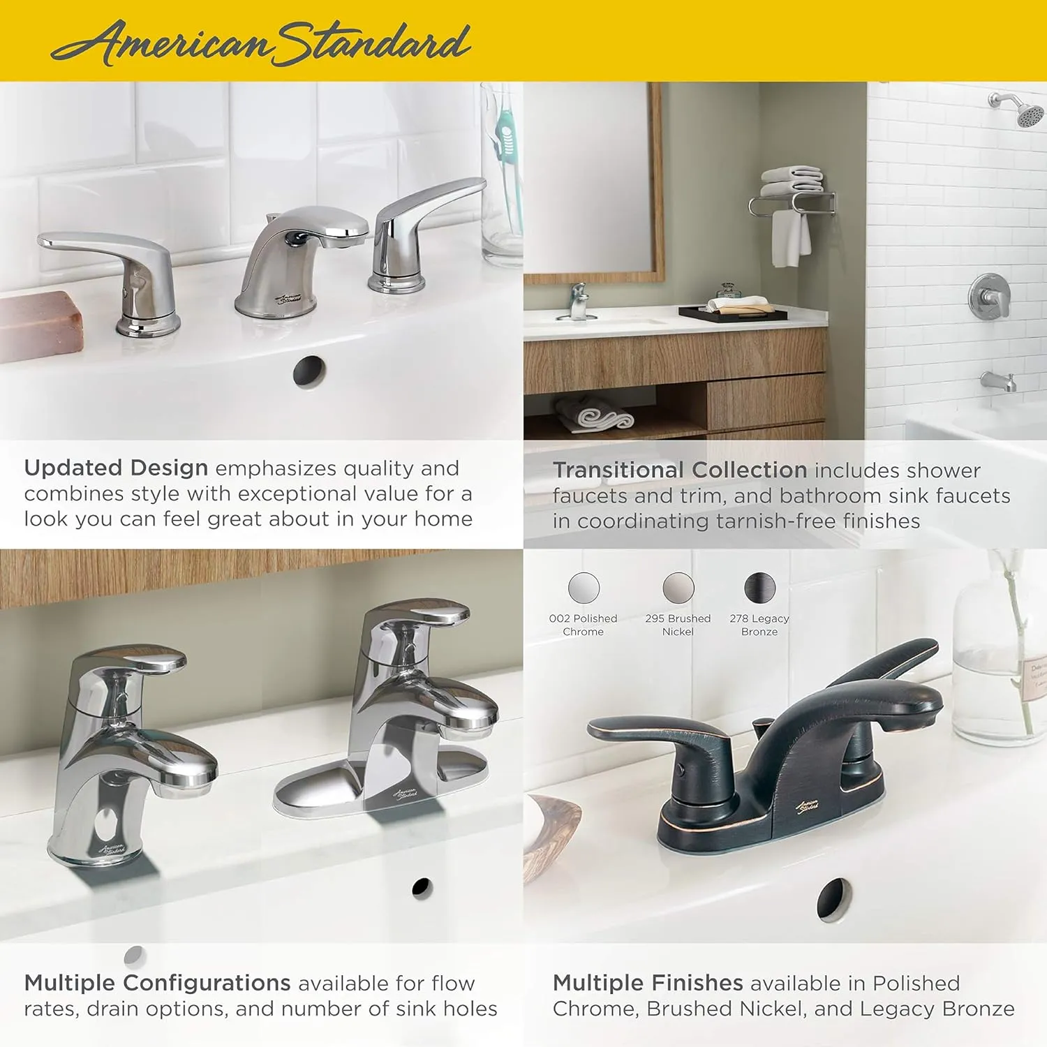 American Standard 7075000.002 Colony Pro Single-Handle Bathroom Faucet with Metal Drain, 1.2 GPM, Polished Chrome
