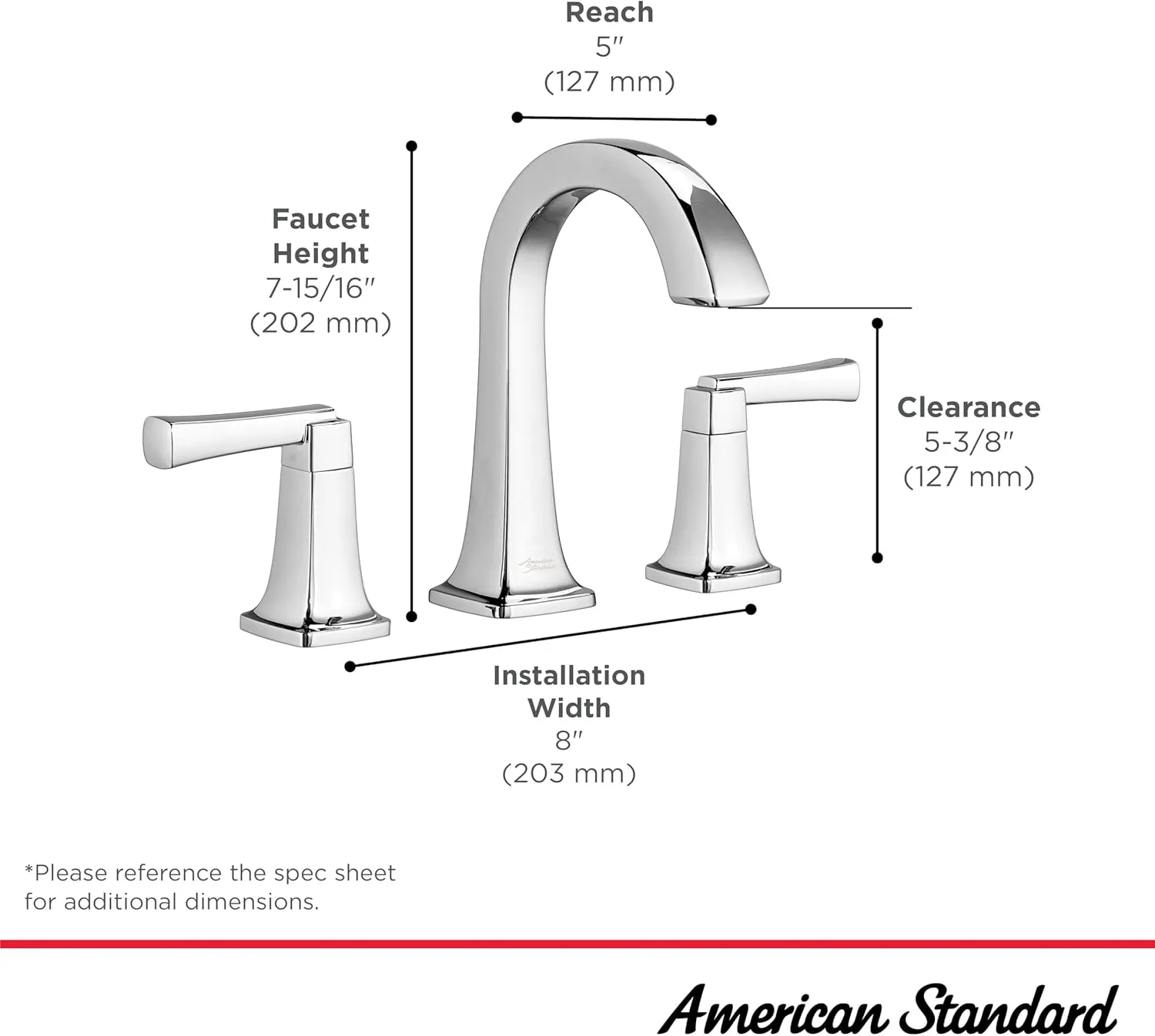 American Standard 7353801.002, Townsend 8-Inch Widespread 2-Handle Bathroom Faucet 1.2 GPM, Chrome