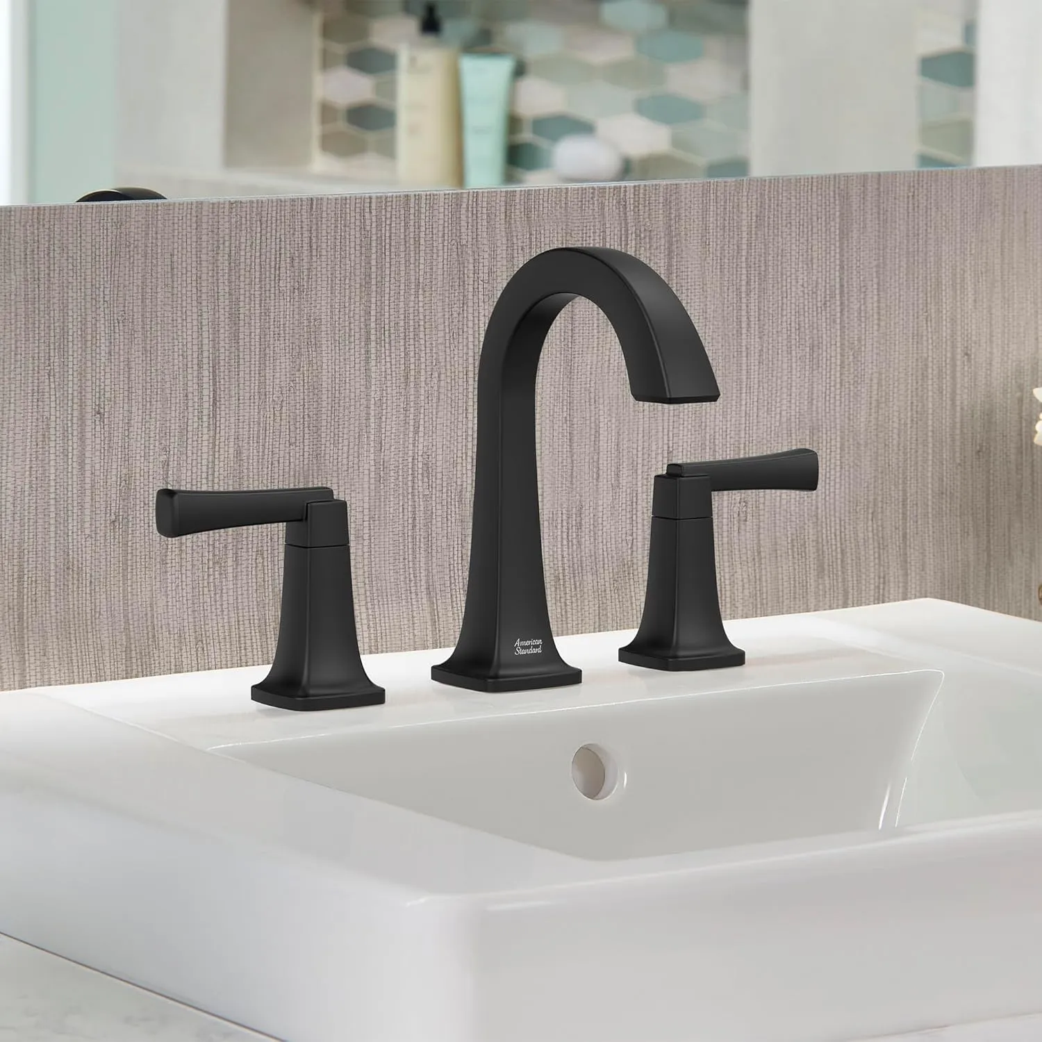 American Standard 7353801.243, Townsend 8-Inch Widespread 2-Handle Bathroom Faucet 1.2 GPM, Matte Black
