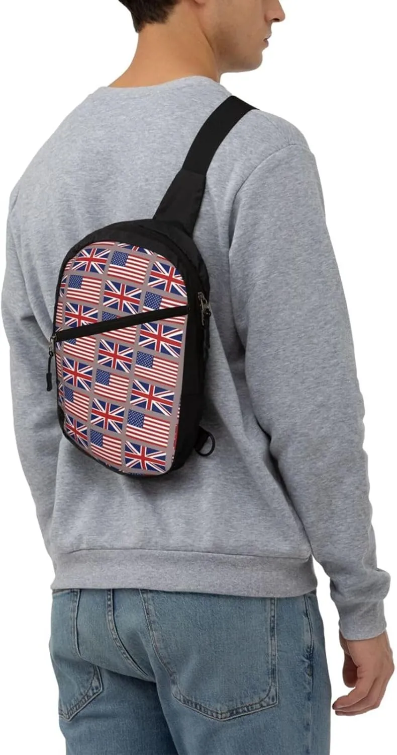 American UK British England English Flag Crossbody Bag Portable Sling Bags Foldable Chest Daypack Reusable Sports Shoulder Backpack Diagonally Casual Rucksack Travel Bag