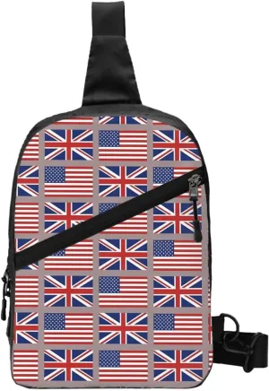 American UK British England English Flag Crossbody Bag Portable Sling Bags Foldable Chest Daypack Reusable Sports Shoulder Backpack Diagonally Casual Rucksack Travel Bag