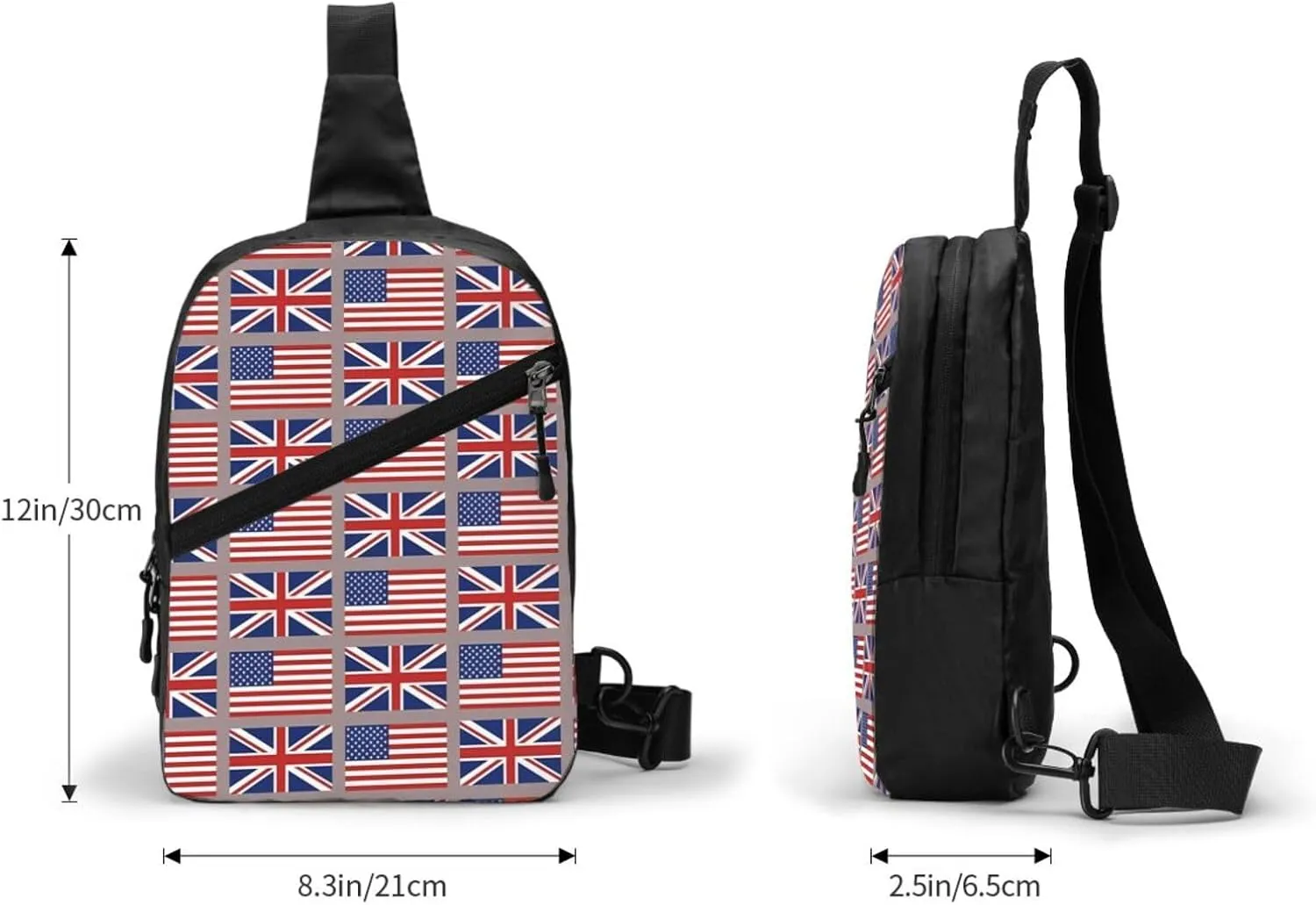 American UK British England English Flag Crossbody Bag Portable Sling Bags Foldable Chest Daypack Reusable Sports Shoulder Backpack Diagonally Casual Rucksack Travel Bag
