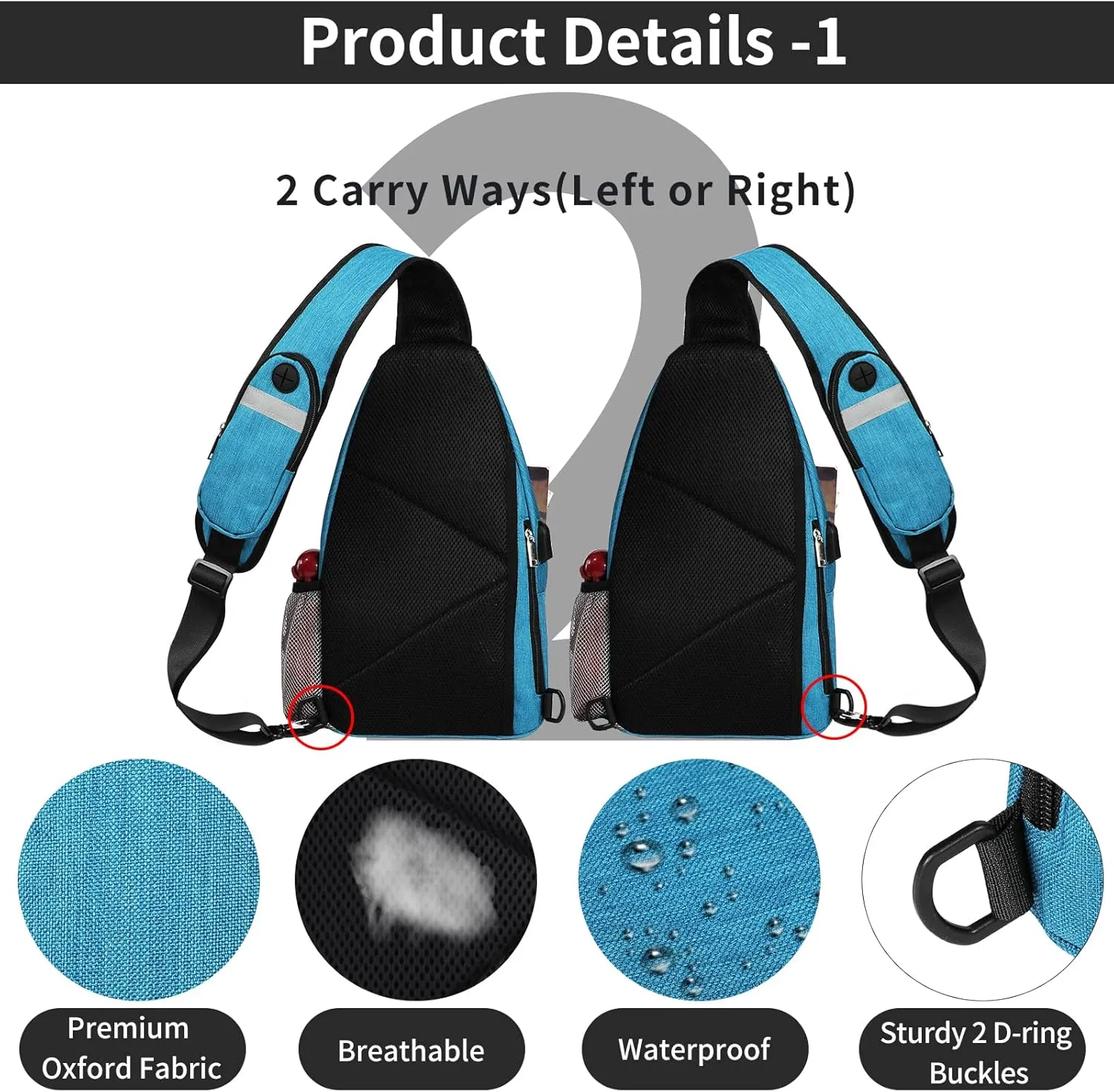 AMJ Tactical Chest Sling Bag for Men,Theft Crossbody Bag,Lightweight Hiking Shoulder Pack for Cycling, Travel, Camping