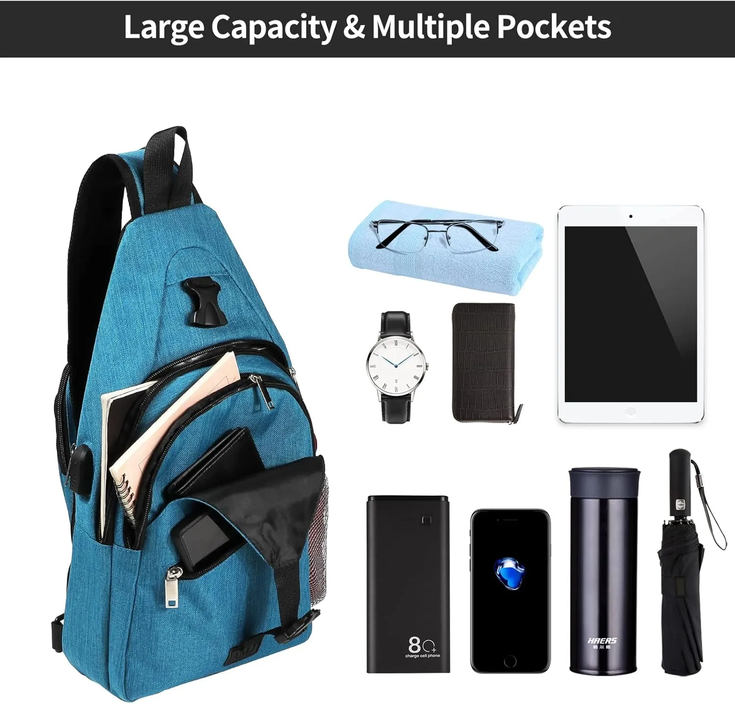 AMJ Tactical Chest Sling Bag for Men,Theft Crossbody Bag,Lightweight Hiking Shoulder Pack for Cycling, Travel, Camping