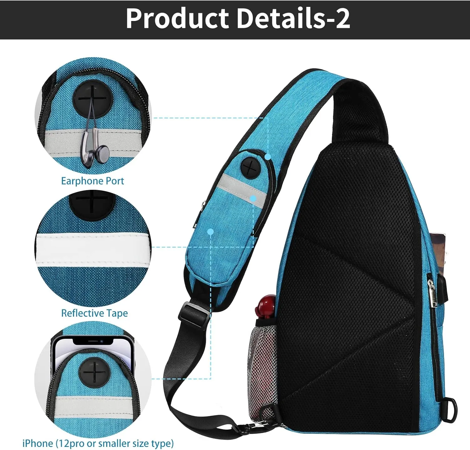 AMJ Tactical Chest Sling Bag for Men,Theft Crossbody Bag,Lightweight Hiking Shoulder Pack for Cycling, Travel, Camping